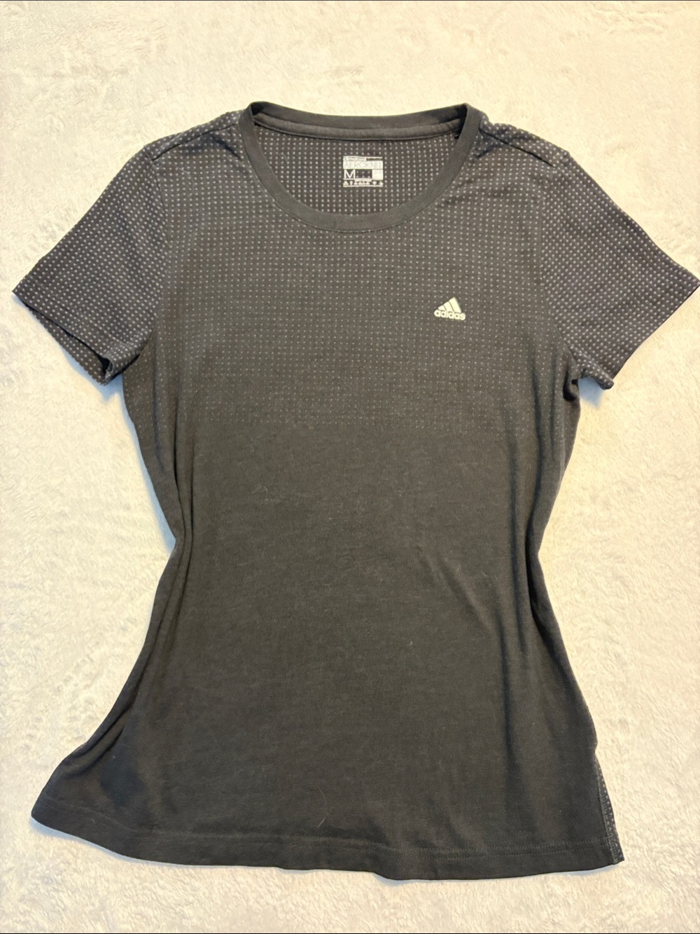 adidas Black Short-Sleeve Women's Active Tee with Subtle Dot Texture